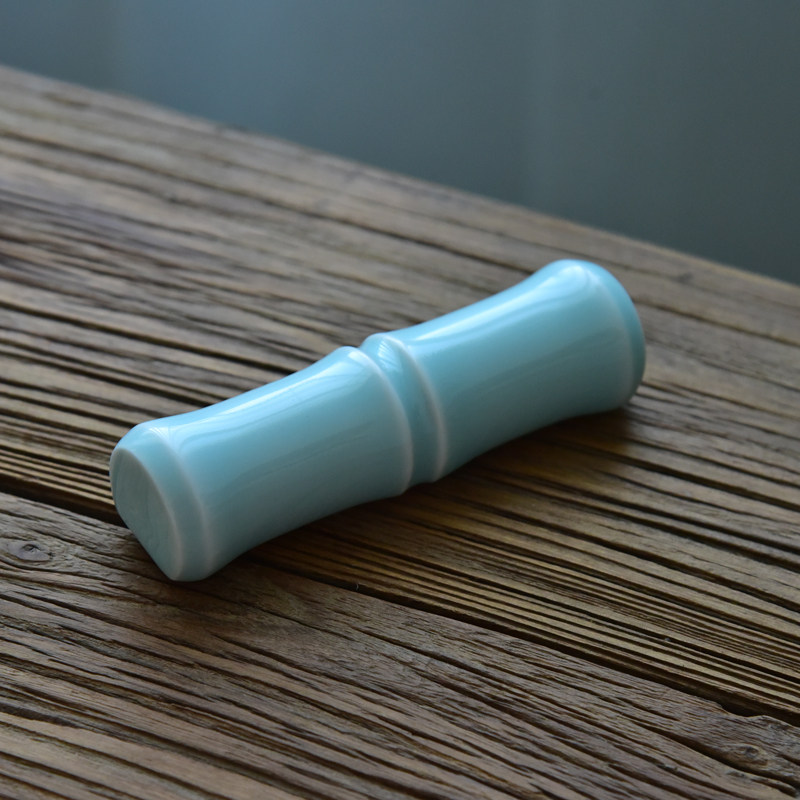 Dragon Quanqing Porcelain Powder Green Bamboo Festival Thick Glazed Pen Rack Ceramic Practical Calligraphy Supplies Wenfang Elegant Play Chinese Style Small Pen