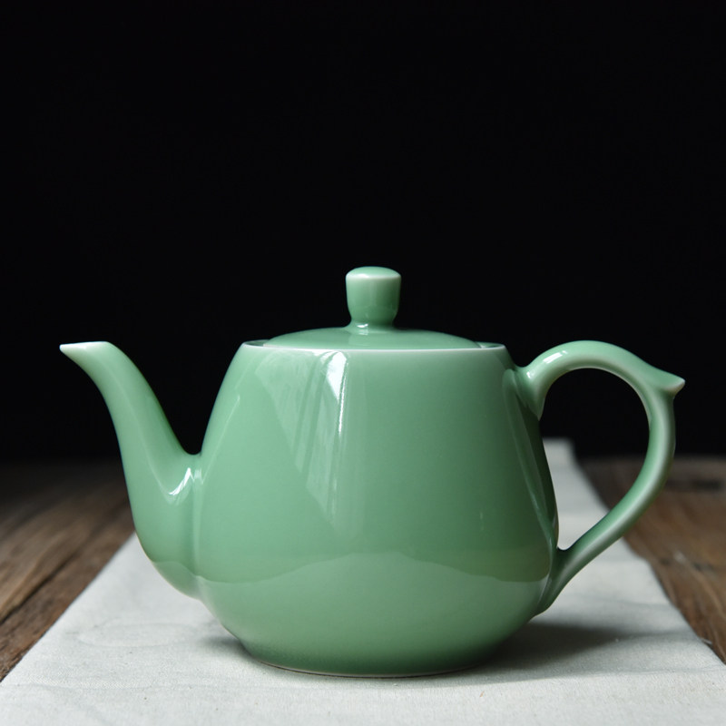 Large Number Home Ceramic Bubble Teapot Teapot Green Porcelain Cold Kettle Single Pot Flowers Teapot Open Kettle High Temperature Resistant 800ml