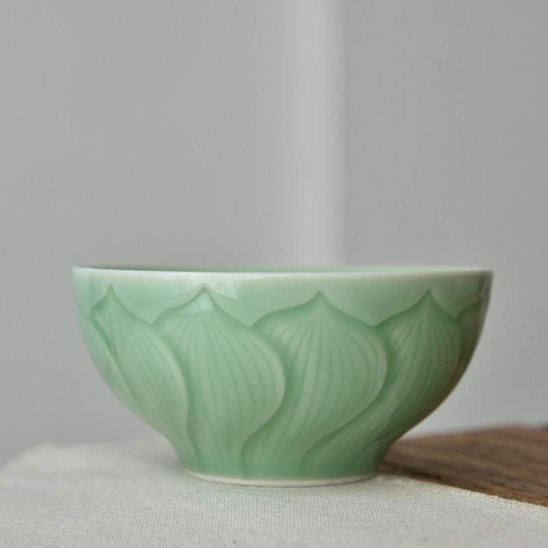 Longquan Celadon Rice Bowl Ceramic Bowl Single Eating Bowl Creative Chinese Tableware Household Bowl Set 4 5 Inch