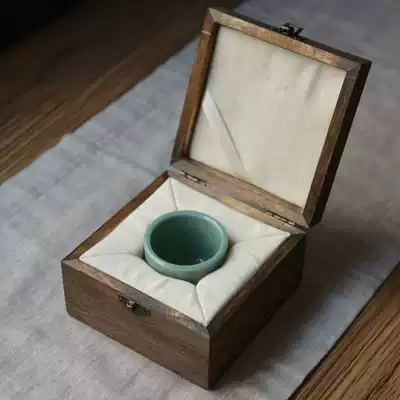High-grade roasted paulownia wood gift box ceramic tea cup Box Brocade box copper buckle linen sponge lining gift box customization