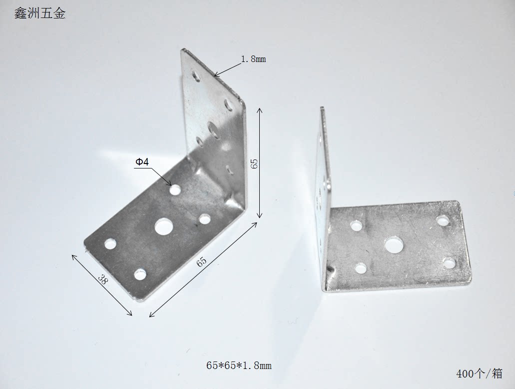 Galvanized equilateral corner code connecting piece connector size: 65x65x38x1 8mm 100 bundles