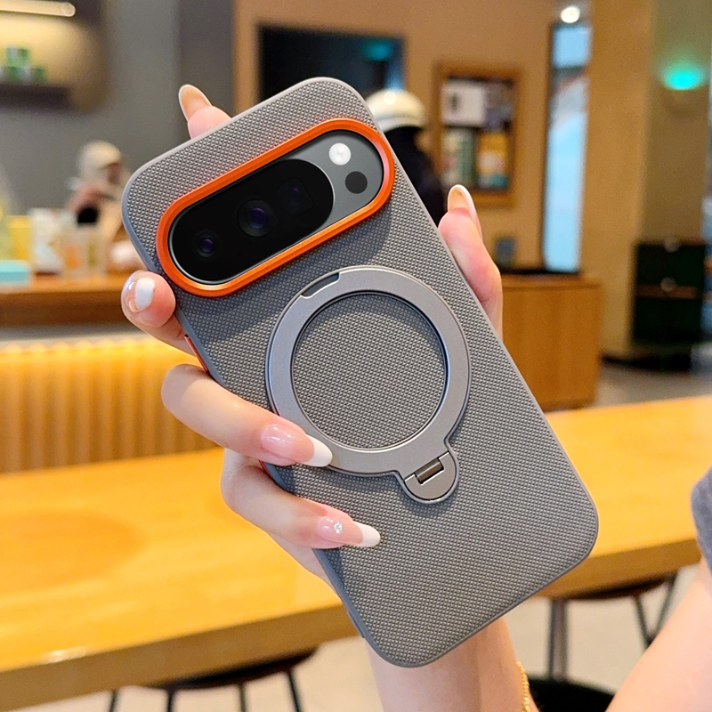 Suitable for Google Pixel 10 Pro XL Phone Case, New Magnetic Full-Cover Anti-Drop Google Pixel 10 Pro Plain Leather Protective Case, Trendy Matte Soft Case with Rotating Stand, Men's Style