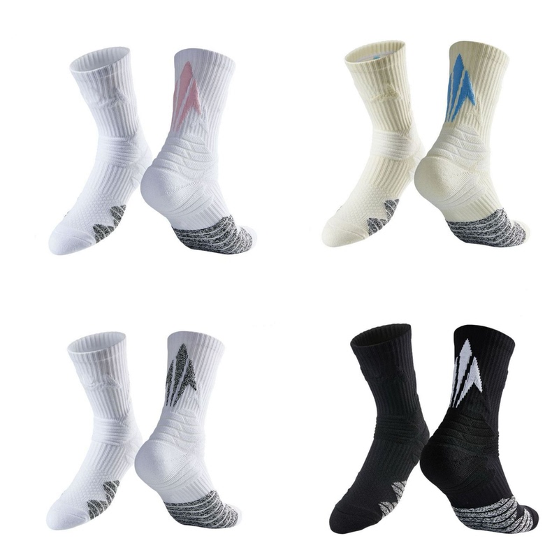 Professional Basketball Socks for Men, Towel Bottom, Non-Slip, Shock-Absorbing, Youth Mid-Calf High-Top Sports Socks, Student Running Socks
