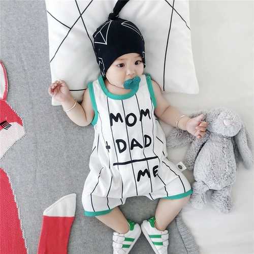 Детское хлопковое боди без рукавов для новорожденных, летняя одежда подходит для мужчин и женщин для девочек, 0-3-6-9-12 мес.