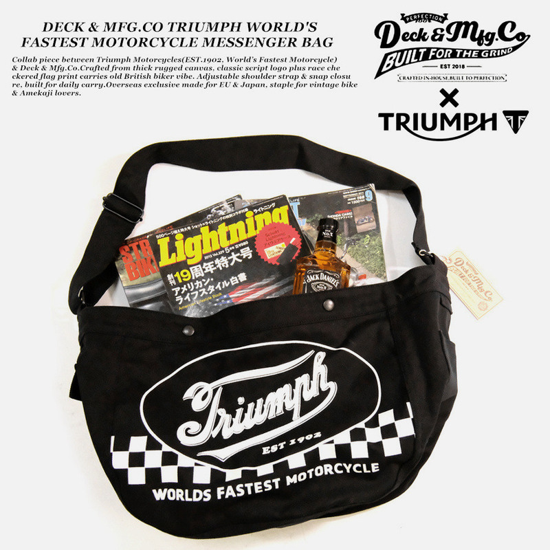 Deck & Mfg.Co Co-Branded American Retro Heavy Canvas Messenger Bag Motorcycle Crossbody Tote Bag!