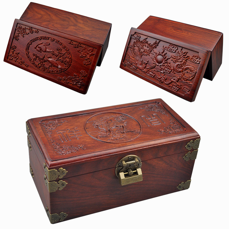 Special Mahogany jewelry box Rosewood storage box Solid wood jewelry collection box Wooden lock jewelry box