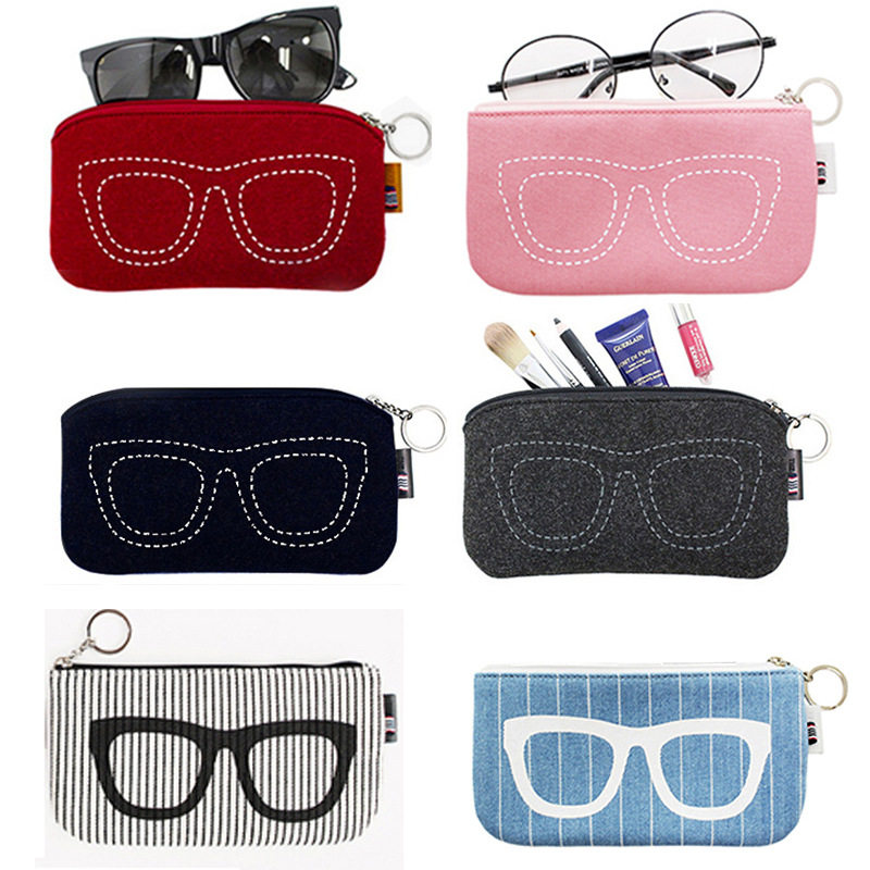 Trendy men and women travel portable felt sunglasses box Stationery bag Glasses bag myopia sunglasses Small fresh glasses bag