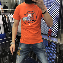 2021 Summer Half Sleeve Mens Clothing Personality Printed Horse Round Collar Short Sleeve Tide Card Han Version Sashimi Casual T Fashion Handsome