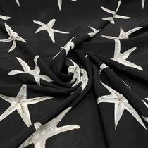 100% pure mulberry silk silk double crepe black bottom sea star scarf shirt dress fabric