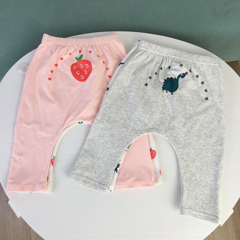 2 Dress Baby Summer Thin Cotton With Large PP Pants Pure Cotton Seven Pants Newborn Pants Male And Female Baby Deep Crotch Pants
