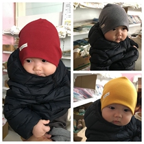 Male and female baby autumn and winter Hoover cap double cotton hat newborn baby cap 0-4 year old child solid color cap