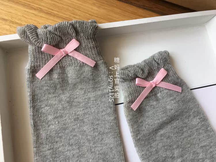 Bé vớ màu ống không có xương lỏng miệng chải bông cotton mùa xuân và vớ mùa thu xà cạp nơ không có chất huỳnh quang - Vớ tất lưới cho bé