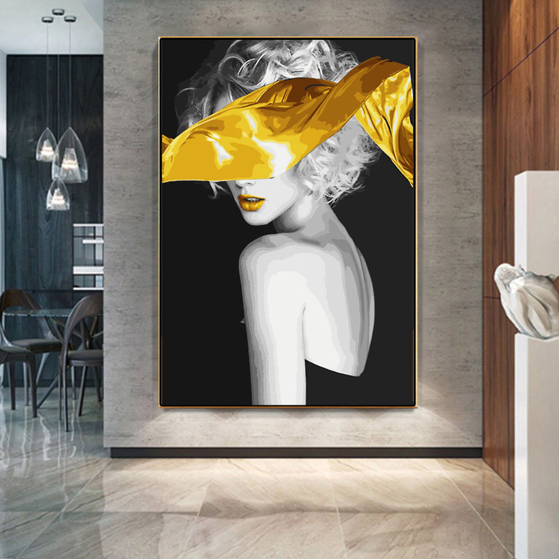 Character girl diy digital oil painting Modern living room decoration Large size coloring hand-painted entrance oil painting aisle