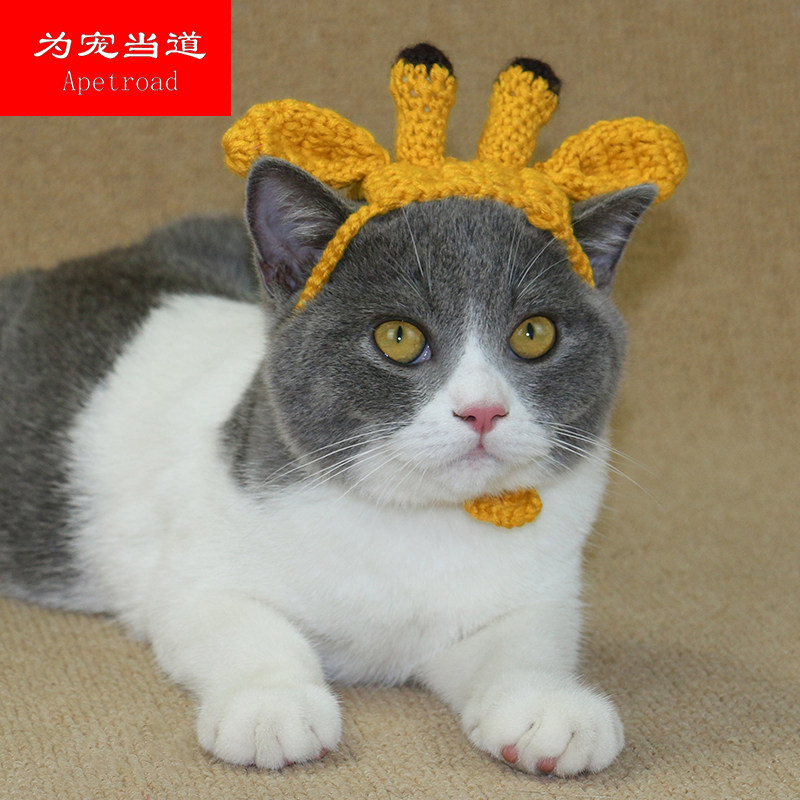 Pet hat giraffe cat kitty hat cat head cover leaking ear-changing cap small canine dog deer corner headgear