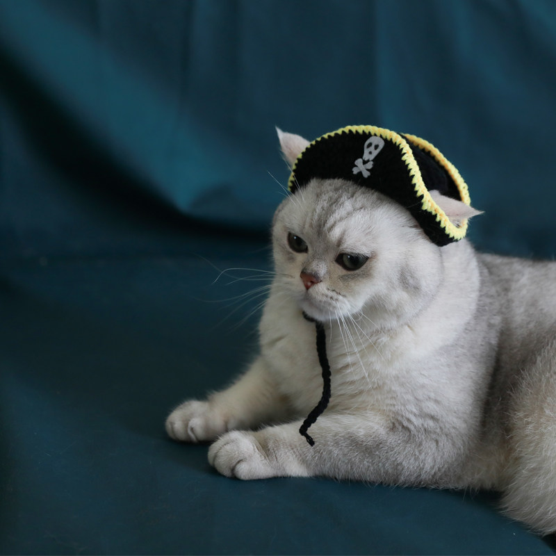 Caribbean Pirate hat original handmade pet dress cat hat leak-eared small dog Teddy Bomei headdress
