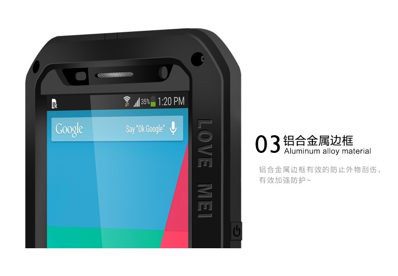 LOVE MEI Powerful Water Resistant Shockproof Aluminum Metal Case Cover for Moto Nexus 6