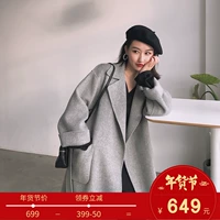 BOCCALOOK tùy chỉnh đầy đủ len hai mặt áo len cashmere áo len nữ dài phần mùa thu và mùa đông ấm áp áo khoác nữ hàn quốc