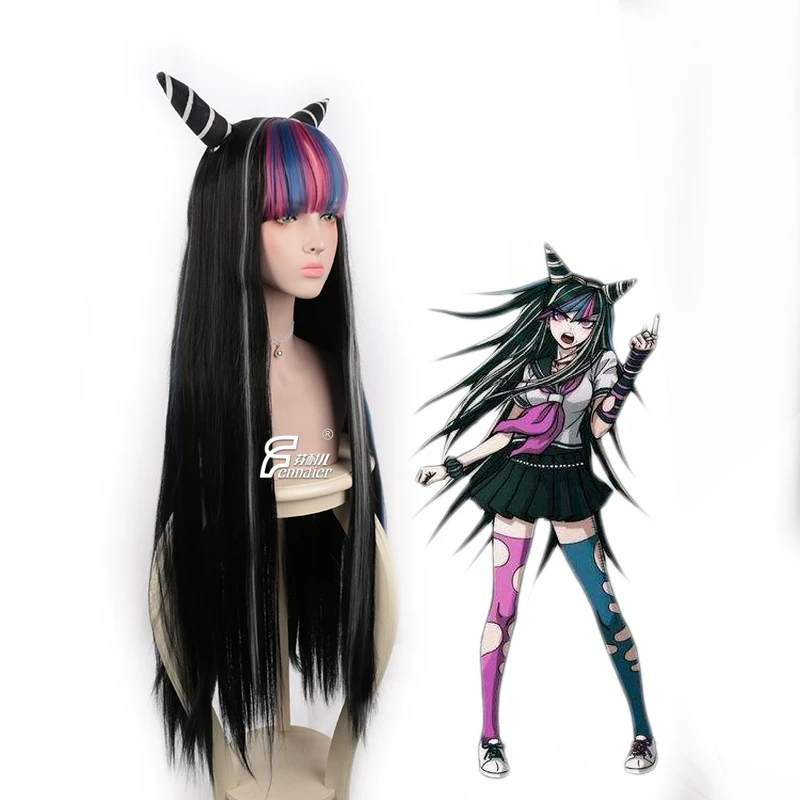 Косплей парик Mioda Yuibuki Dangan Ronbu длинные прямые волосы смешанного цвета, единый размер