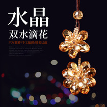 New Lotus Crystal On-board Hanging Accessories Hand Woven Original Flowers Rearview Mirror Hanging Pendant Ornament Car Pendant