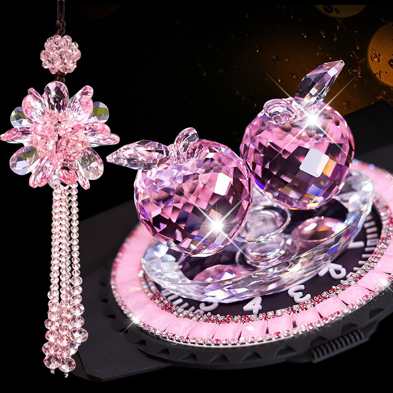 Beautiful car crystal pendulum decorated nemesis red creative crystal apple on-board inner ornament Fragrance permalink