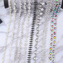 Fancy diamond chain hand seam rhinestone welding Pearl claw chain wedding dress handmade hair accessories material DIY accessories