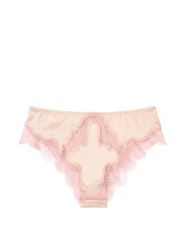 (Victoria's Secret) Pink, Sky Blue, Dark Blue Satin Lace High-Waisted Leg-Shaping Pants (Three Pieces )