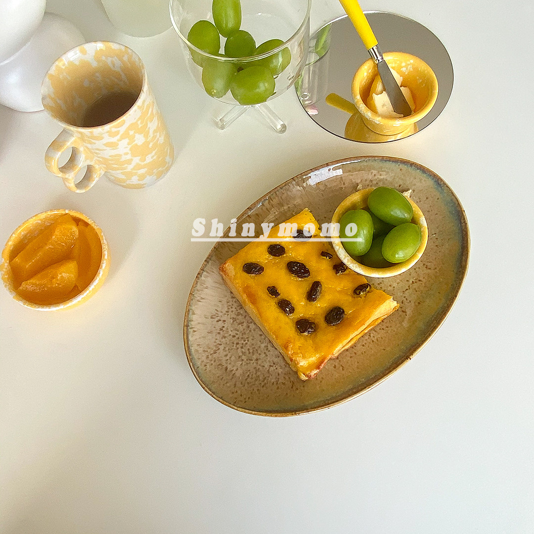 Shinymomo Vintage Ceramic Splashed Ink Pocky Dinner Plate Cake Plate