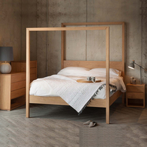 Double solid wood bed four-pillar high-column rack bed 1 5 meters Nordic simple modern furniture homestay can be customized