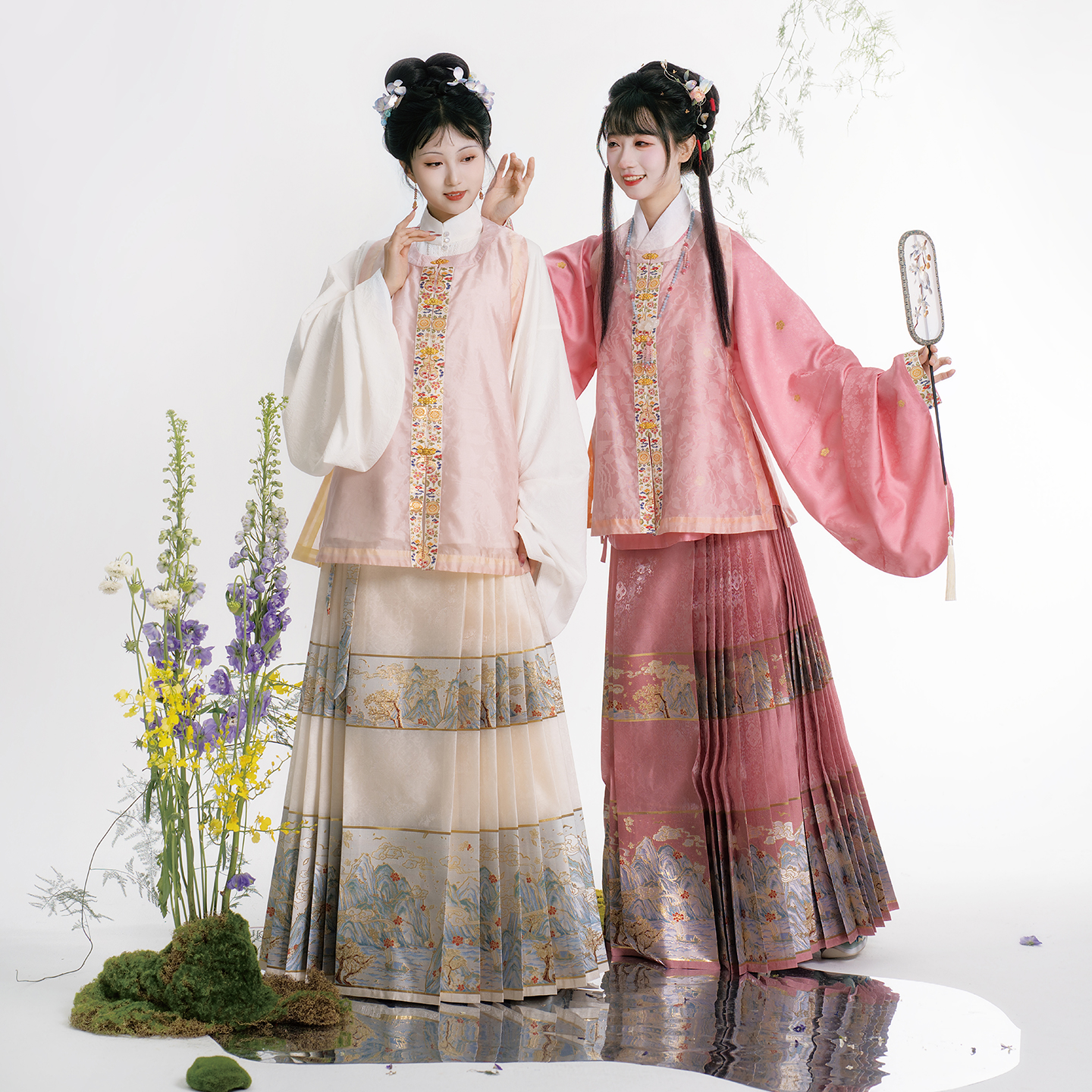 千里江山明代漢服織り金化粧花糸馬顔スカート生地民族風新中国風スリム日常女の子