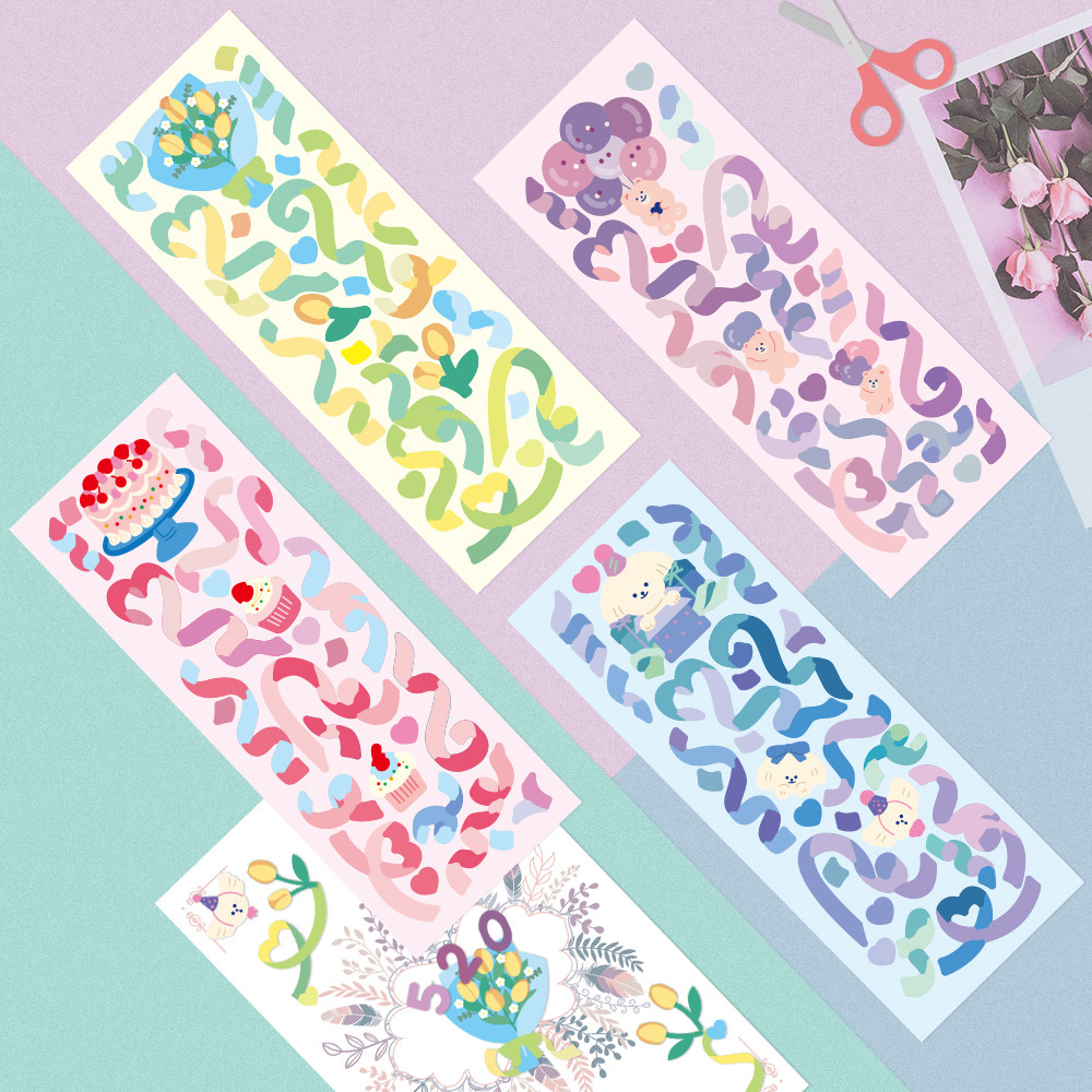 Color love flower ribbon sticker star goo card photo album bear hand account decoration diy Korean girl heart