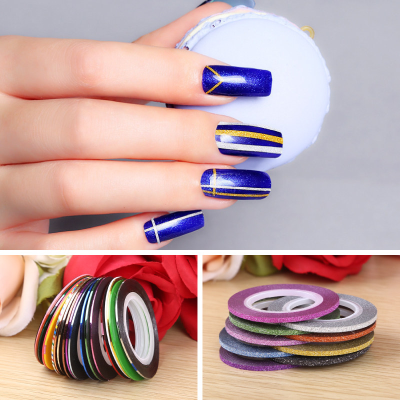 美甲工具饰品磨砂彩色金线金银线贴纸贴花指甲油胶拉丝金属装饰线