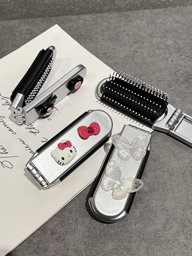 Складная мультяшная расческа для школьников, портативное маленькое зеркало для выхода на улицу, массажер