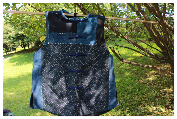 Handicrafts Original Patchwork Autumn Vest Double-Layered Waistcoat Handmade Sashiko Embroidery Applique Embroidery H350