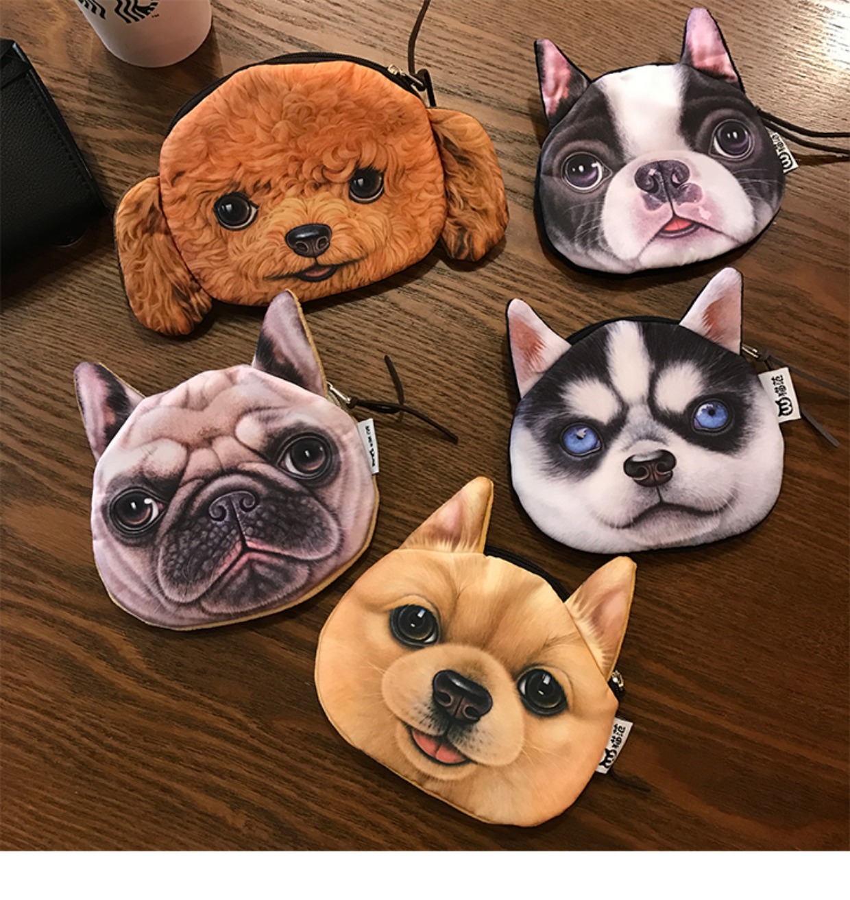 Cat Fan Bản gốc Dog Coin Purse Nữ Mini Dễ thương Sinh viên Hàn Quốc Vải Hand Lấy Coin Bag Gói thẻ ví đựng thẻ