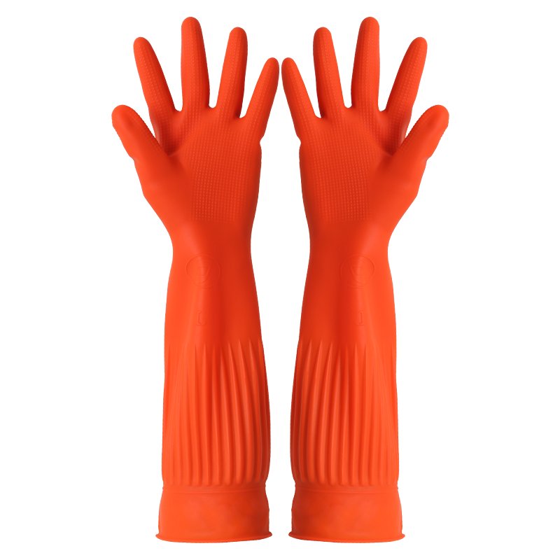 Kitchen dishwasher gloves female long durable rubber latex household wear resistance and thickness waterproof housewashing clothes