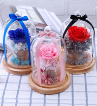 Yongsheng flower glass cover gift box Chinese Valentines Day creative gift 6-7cm Rose finished flower gift