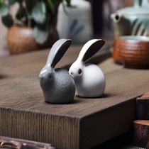 Tea set Road accessories tea play ornaments Ruyao Kiln can raise a piece of tea pet little rabbit (special small)
