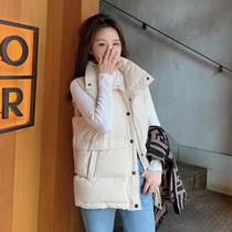 Down cotton waistcoat Waistcoat Vest Lady Autumn Winter 2021 New Academy Kan Shoulder Korean version loose short cotton jacket jacket jacket