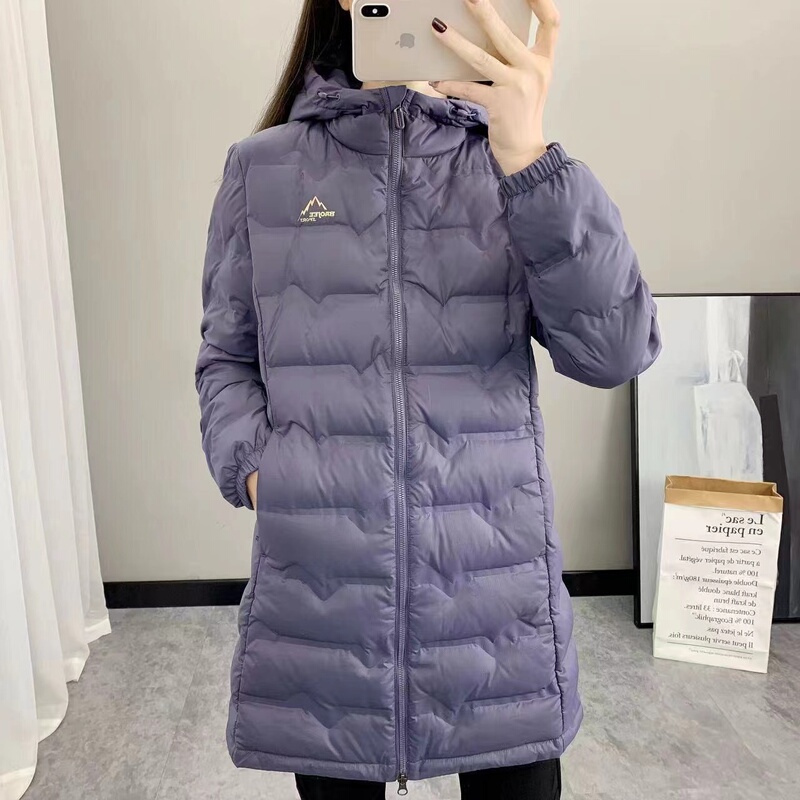 Mid-Length down Jacket for Women, 90% White Duck Down, Winter Anti-Pilling, Hooded, Thickened, Warm Long down Coat for Outdoor Use
