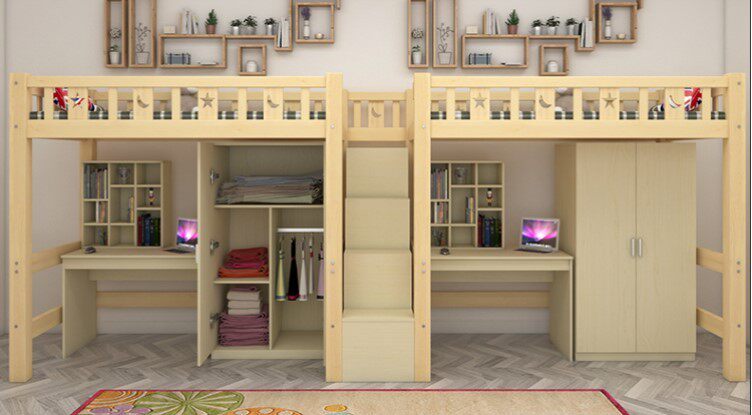 Wooden bed Twin bed Splicing Double Bed 1 2 m HVB Different Dormitory Room