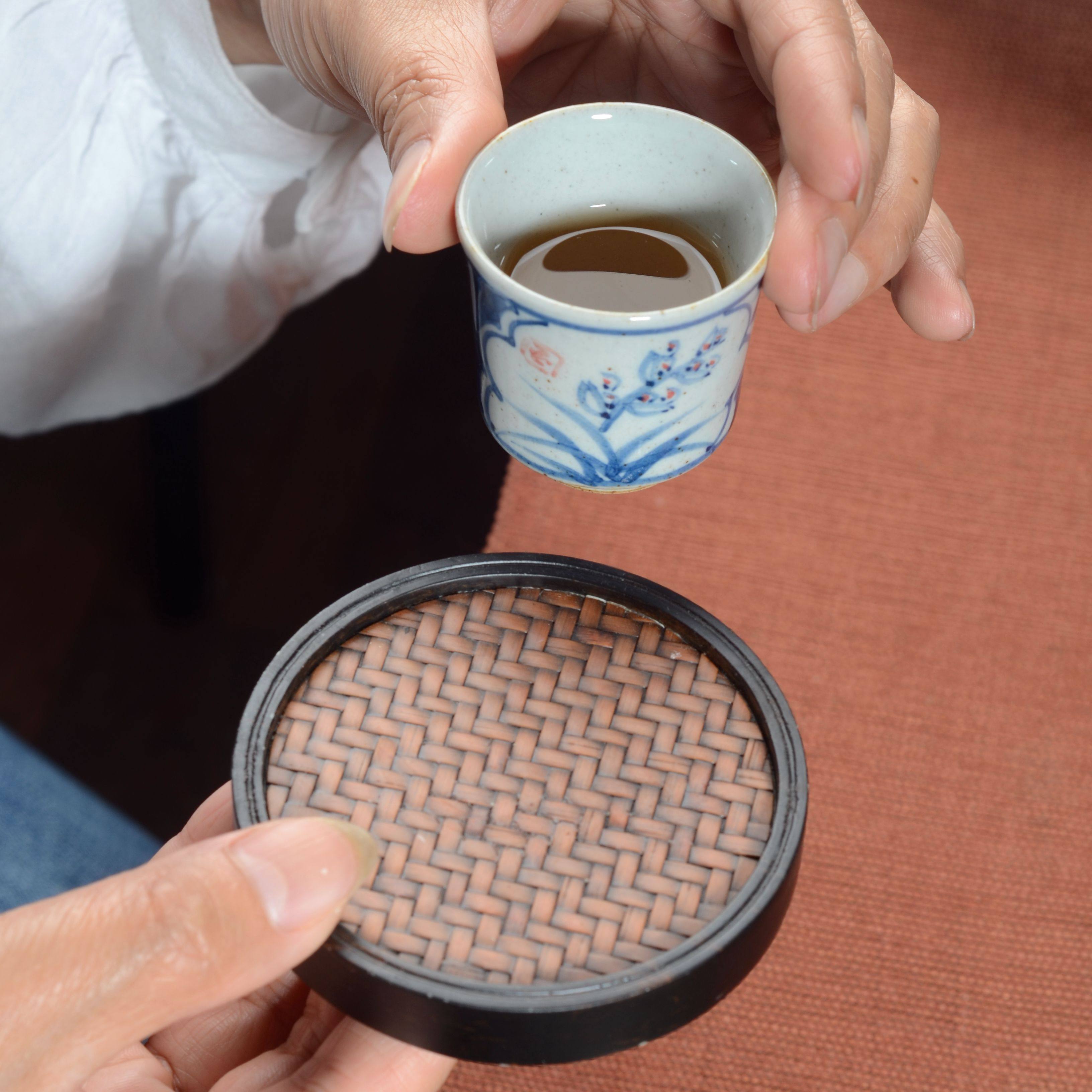 Minimalist heavy bamboo Bamboo Mat Surface Retro Teacup Tea Cuteer Tea Deft Cup Mat Tea Cushion Tea Mat