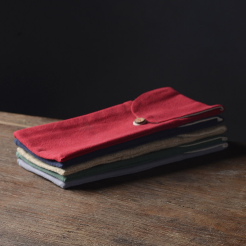 Japanese pure cotton cotton tea ceremony accessories double - deck bag tea - pack three - piece cloth bag travel portable