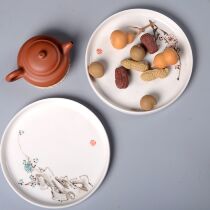 Jingdezhen hand-painted pastel round dry bubble tea tray pot bearing high temperature ceramic tea dish tea set tea ceremony accessories