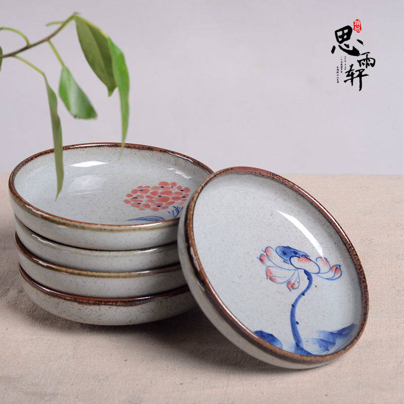 Jingdezhen handmade coarse pottery hand-painted tea spot disc fruit refreshment disc Candy Pan Tea Dao Tea Spot Tray