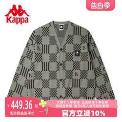 Kappa Kappa ເສື້ອຢືດ cardigan ຖັກຂອງຜູ້ຊາຍແລະແມ່ຍິງ Kappa 2023 ດູໃບໄມ້ລົ່ນໃຫມ່ checkerboard jacket K0CY2LD70