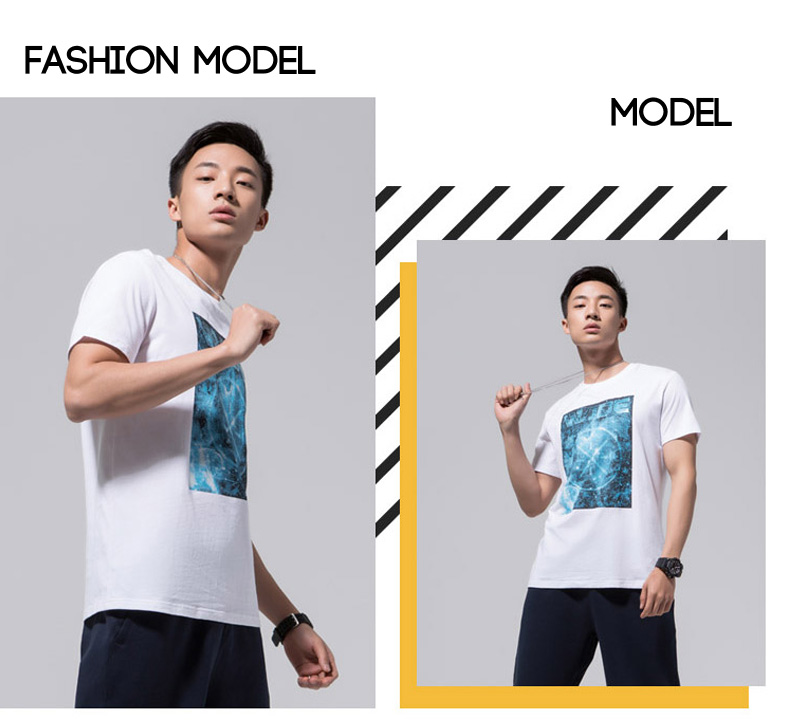 Li Ning Counter Quần áo thể thao nam mùa hè cổ tròn in áo thun thoáng mát mùa hè mát mẻ tay ngắn AHSM357 - Áo phông thể thao áo tank