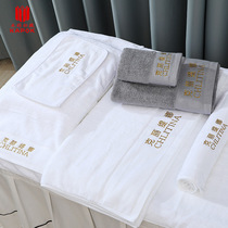 Beauty salon towel pure cotton pillow towel with headscarf with bed large bathtowel embroidery logo