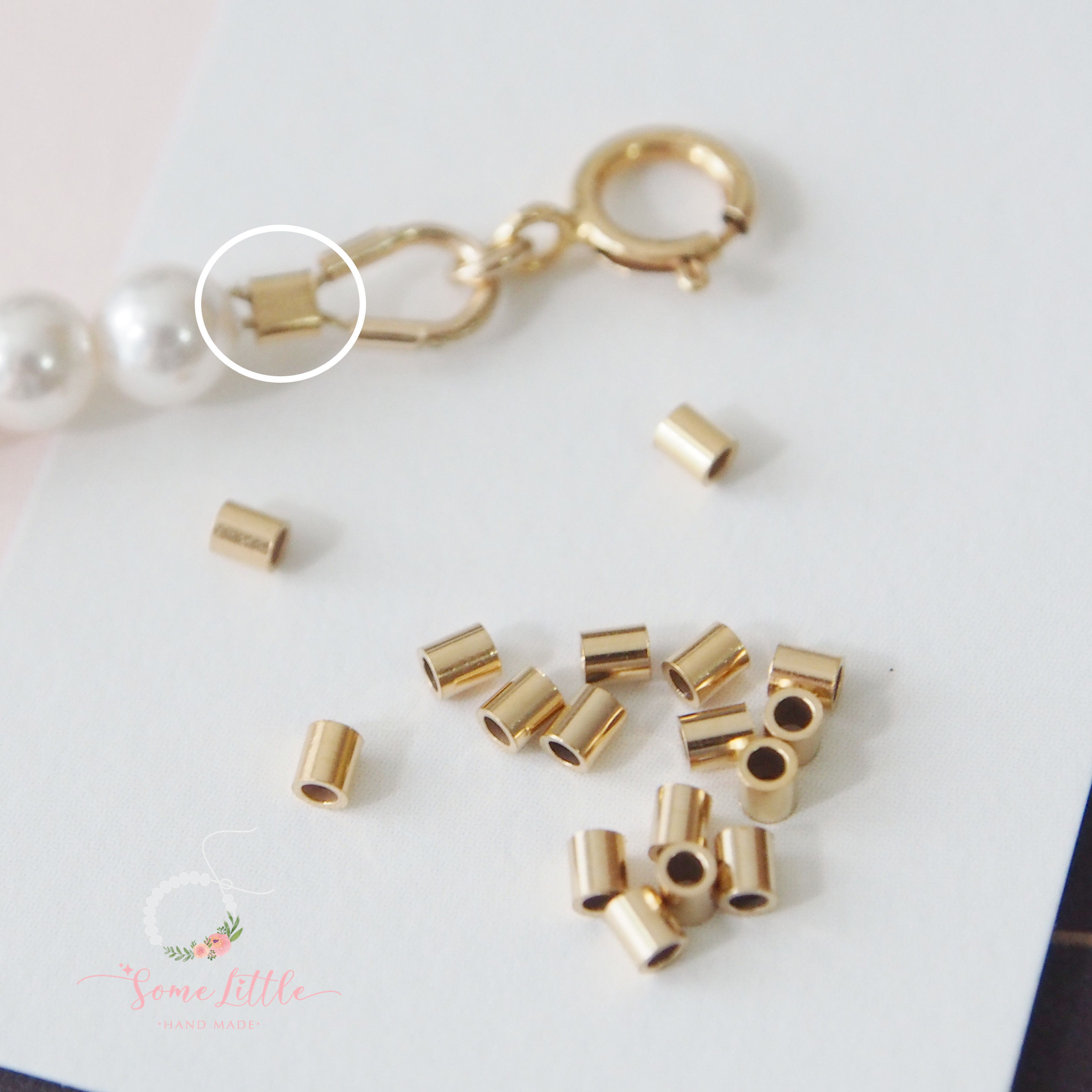 American 14K Bag Gold Note Accessories Necklace Hand-made Closeout Fixed Accessories Clip Flat Mini Positioning Tube Positioning Beads