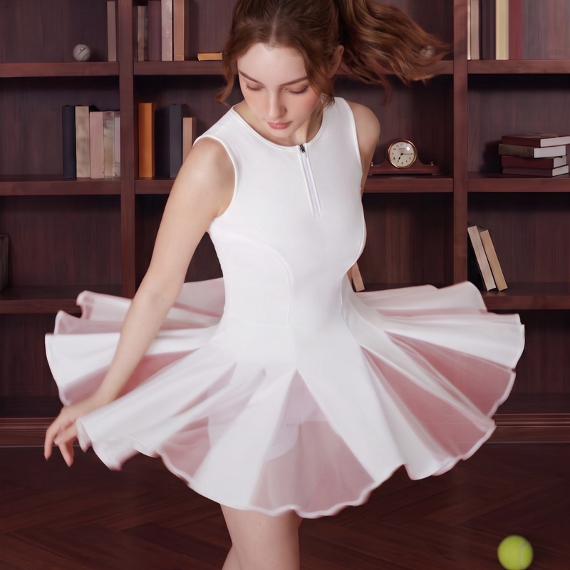 Jkj26 New Style Stunning Tennis Dress with Large Skirt, High Elasticity, Quick-Drying, Anti-Exposure Dress, Women's Waist-Cinching Tennis Wear Jkj26 New Style Stunning Tennis Dress with Large Skirt, High Elasticity, Quick-Drying, Anti-Exposure Dress, Women's Waist-Cinching Tennis Wear
