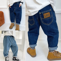 2021 spring new childrens small children baby loose jeans male and female casual foreign soft denim trousers